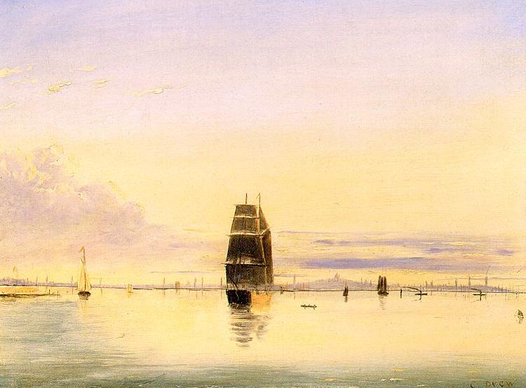 Clement Drew Boston Harbor at Sunset Germany oil painting art